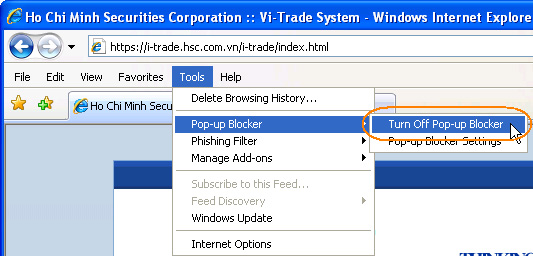 Turn Off Pop-up Blocker